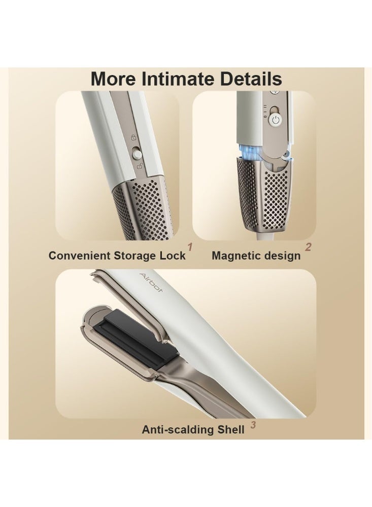 Airbot Hyperstrait 3in1 Hair Straightener, Dryer & Brush, 100 Million Plasma Care Comb & Dry & Straighten, For Beautiful Soft Hair, Fast Heating & 4 Temp Settings, Smart Power Off - Image 3